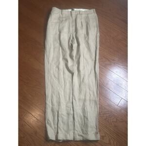 Vintage Polo Ralph Lauren Linen Dress Pants Mens 34x32 Beige Pleated Trousers